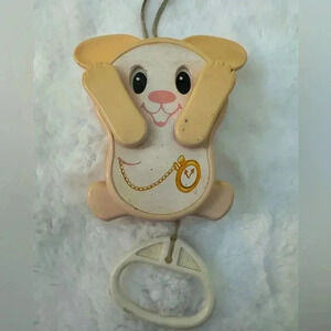 Vintage 1980 TOMY Peek-A-Boo Bunny Crib Pull String Musical Crib Toy Lullaby